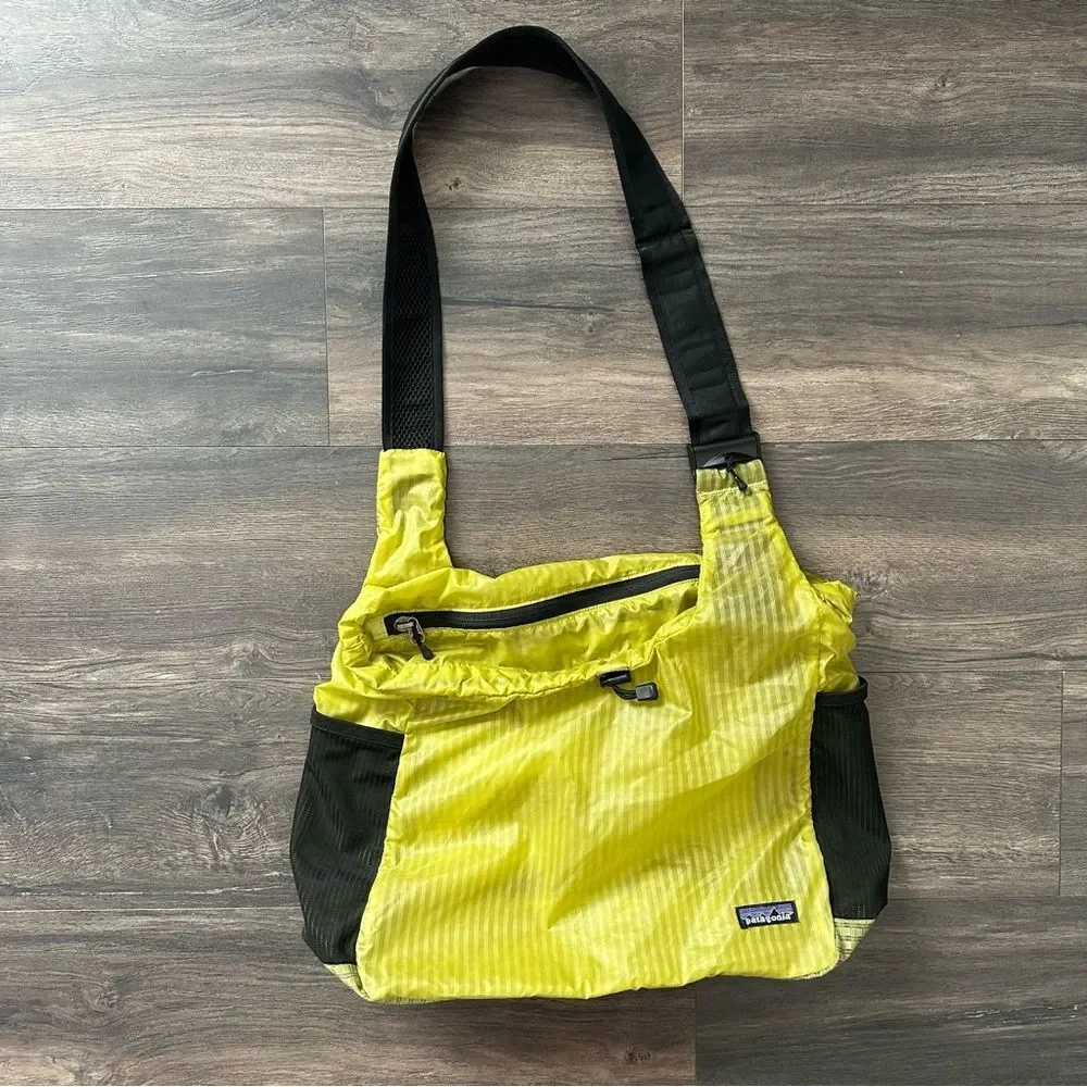 Y2K Vtg Patagonia Lime Green Packable Courier Bag Purse Convertible Tote Strap